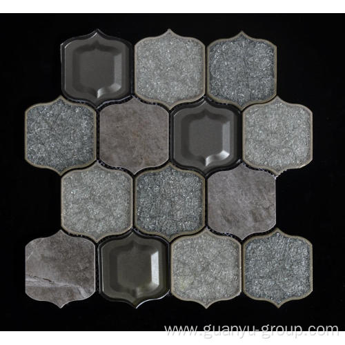 Gray Background Porcelain Glass Mixed Mosaic Tile